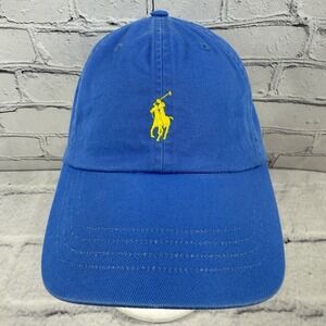 Polo Ralph Lauren Hat Strapback Adjustable Royal Blue Yellow Embroidered Pony